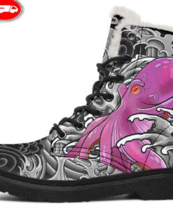 japanese octopus2 faux fur leather boots