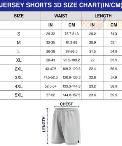 jersey short sizechart