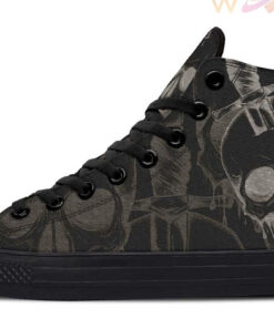 knife through a skull high top canvas shoes