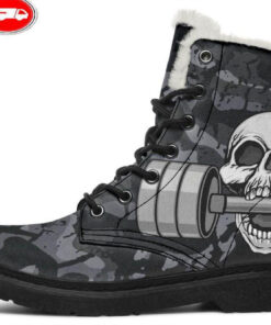 lift camouflage faux fur leather boots