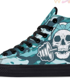 light camo skull lift high top canvas shoes