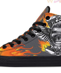 mad skull high top canvas shoes