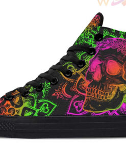 mandala skull colors high top canvas shoes
