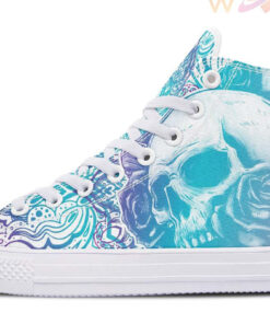 mandala skull white high top canvas shoes