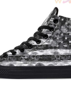 many skulls black flag high top canvas shoes