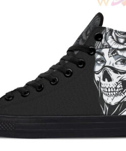 masked women drawing high top canvas shoes