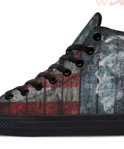 mohawk skull painted flag high top canvas shoes