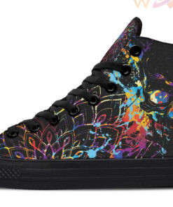 multicolor skull splatter high top canvas shoes