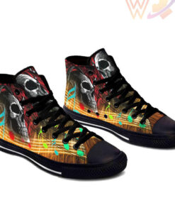 music skull high top shoes