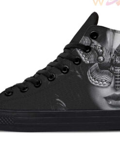 mystery woman tattoo high top canvas shoes