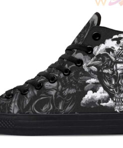 native american skull and crows high top canvas shoes