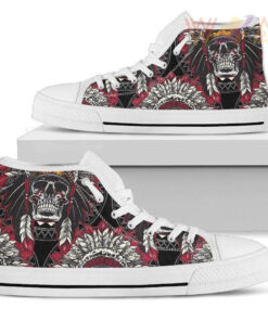 native indian skull unisex high top canvas shoes