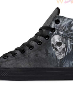 native skull and raven high top canvas shoes