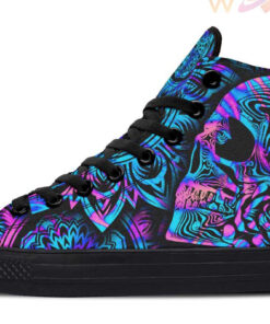 neon pink boom skull high top canvas shoes