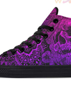 neon purple skeleton high top canvas shoes