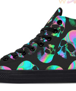 neon skull party high top canvas shoes