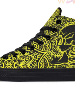 neon yellow mandala high top canvas shoes