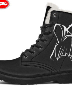 no face grim reaper faux fur leather boots