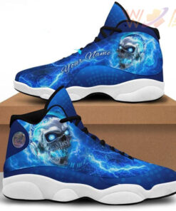 personalized name blue skull feel the beat 13 sneakers xiii shoes