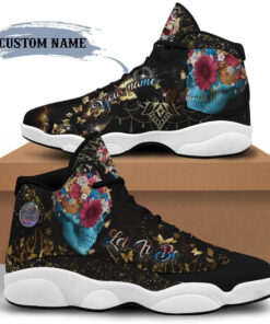 personalized name floral skull hippie 13 sneakers xiii shoes
