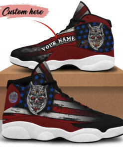 personalized name skull owl american flag 13 sneakers xiii shoes