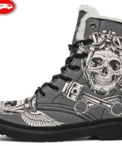 piston rider faux fur leather boots