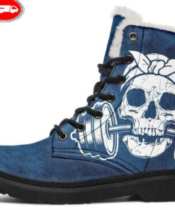 power lifting faux fur leather boots