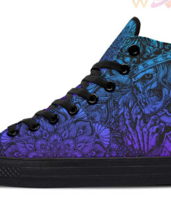 purple fusion skull mandala high top canvas shoes