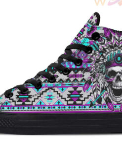 purple skull chief high top canvas shoes