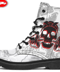 rad skull weights faux fur leather boots