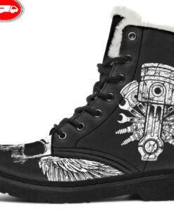 real good mechanics faux fur leather boots