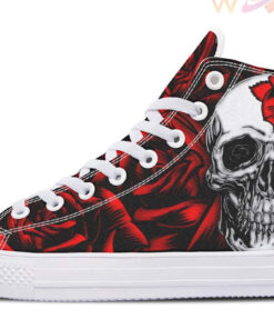red skull and rose tattoo high top canvas shoes