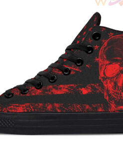 red texture skull flag high top canvas shoes