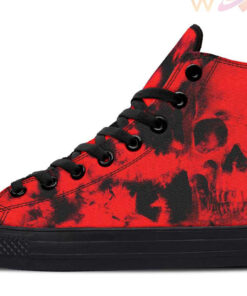 red tie dye skull high top canvas shoes