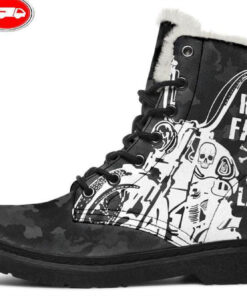 ride fast die last faux fur leather boots 1