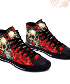 rose flower skull high top shoes