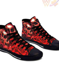 rose red skull high top shoes