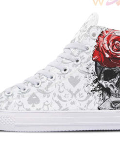rose skull ace of spade high top canvas shoes