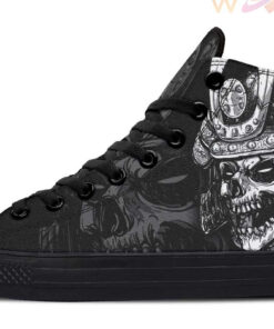samurai skull tattoo high top canvas shoes