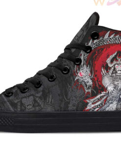 samurai sword and dragon high top canvas shoes