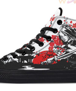 samurai woman painting high top canvas shoes
