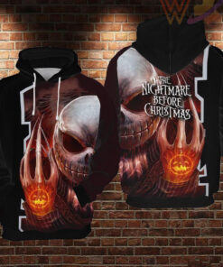 scary jack skellington black 3d hoodie