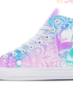 skull and happy colors mandala high top canvas shoes