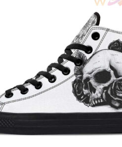skull and mandala white high top canvas shoes