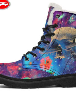 skull in the universe faux fur leather boots