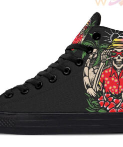 skull living the life high top canvas shoes