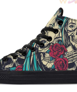 skull mask women high top canvas shoes