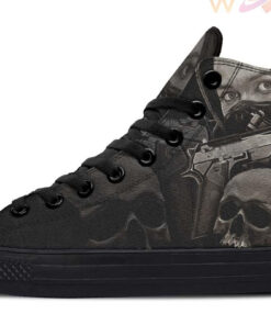 skull n guns high top canvas shoes