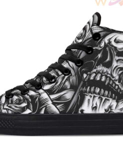 skull rose cartoon style high top canvas shoes