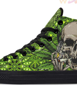 skull smoking high top canvas shoes